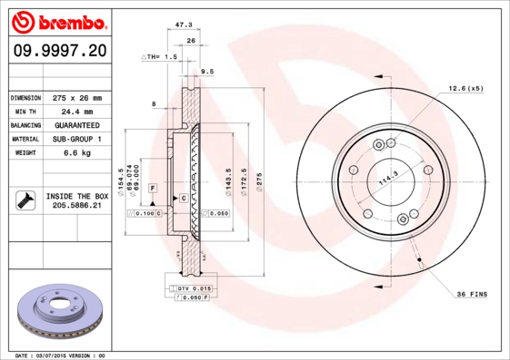 Brembo Remschijven 09.9997.20