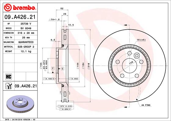 Brembo Remschijven 09.A426.21