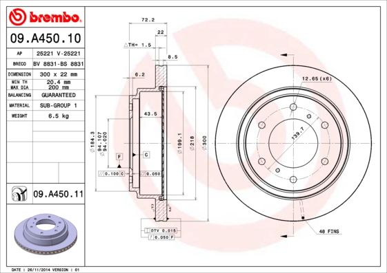 Brembo Remschijven 09.A450.11