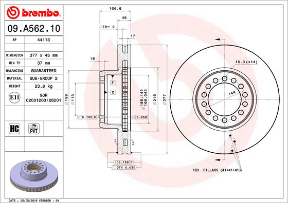 Brembo Remschijven 09.A562.10