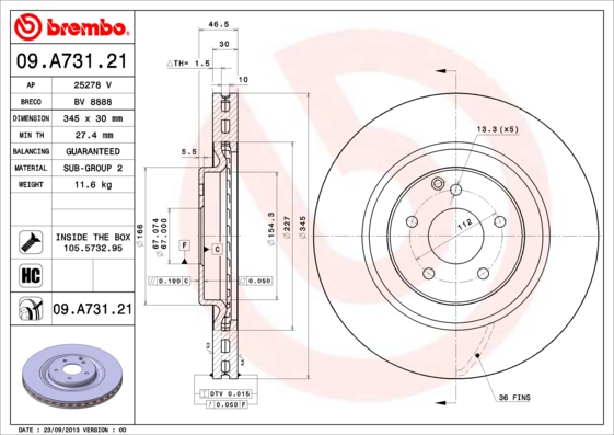 Brembo Remschijven 09.A731.21