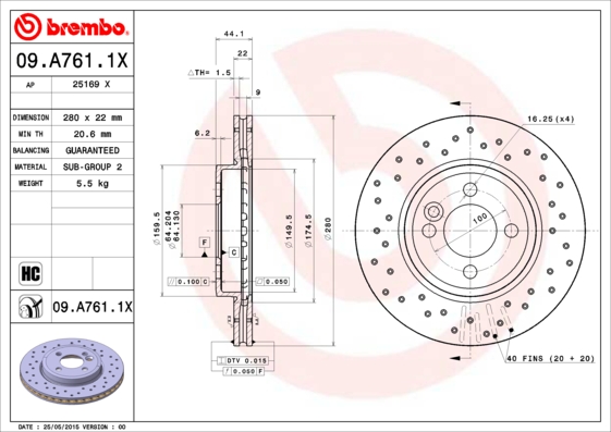 Brembo Remschijven 09.A761.1X