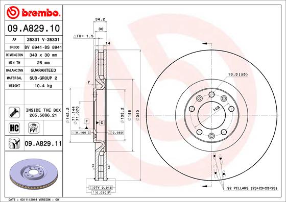 Brembo Remschijven 09.A829.11