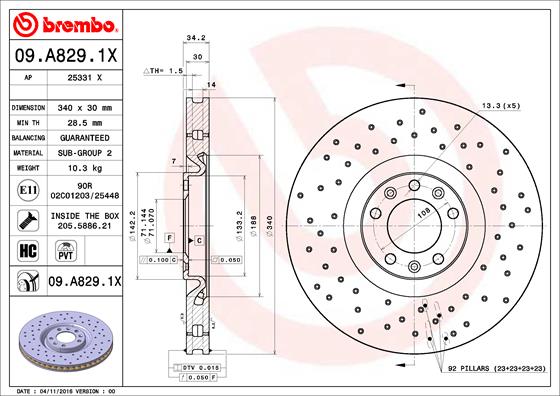 Brembo Remschijven 09.A829.1X