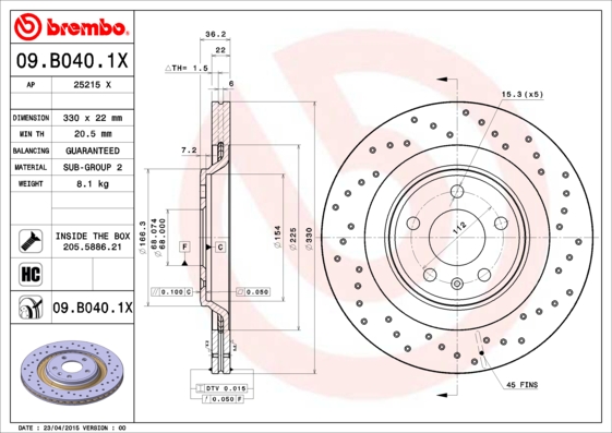 Brembo Remschijven 09.B040.1X