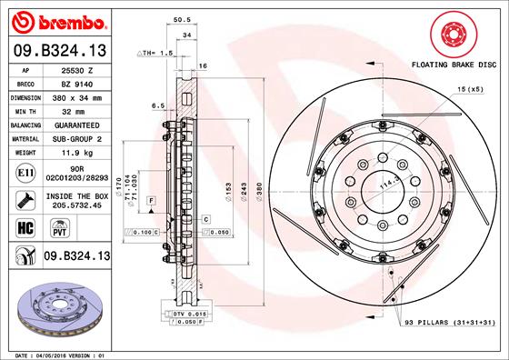 Brembo Remschijven 09.B324.13