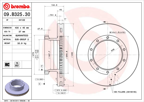 Brembo Remschijven 09.B325.30