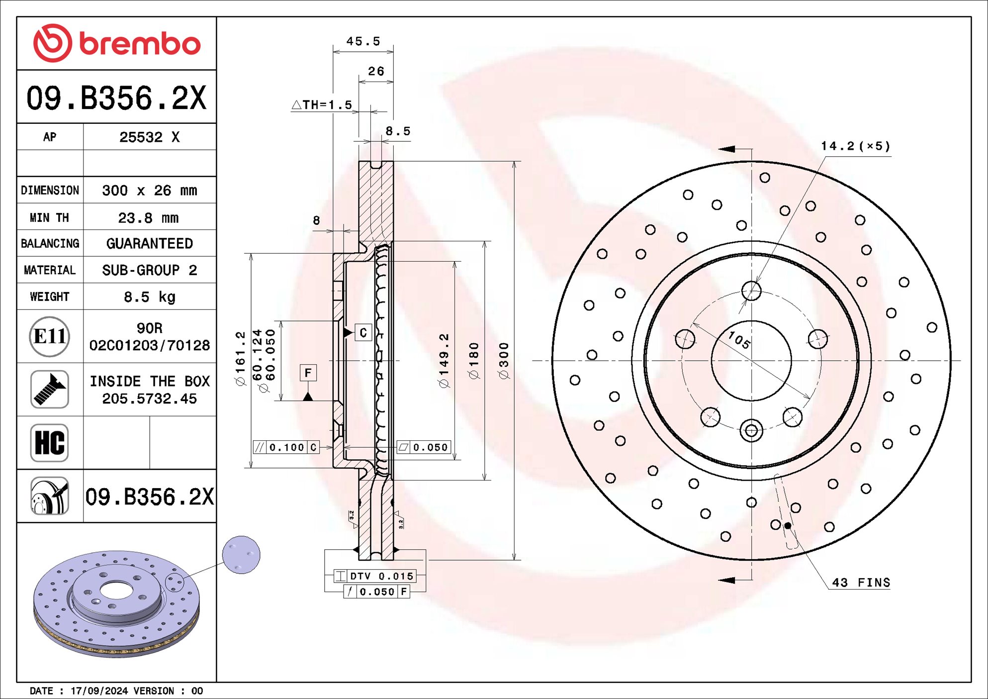 Brembo Remschijf 09.B356.2X