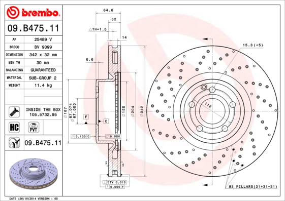 Brembo Remschijven 09.B475.11