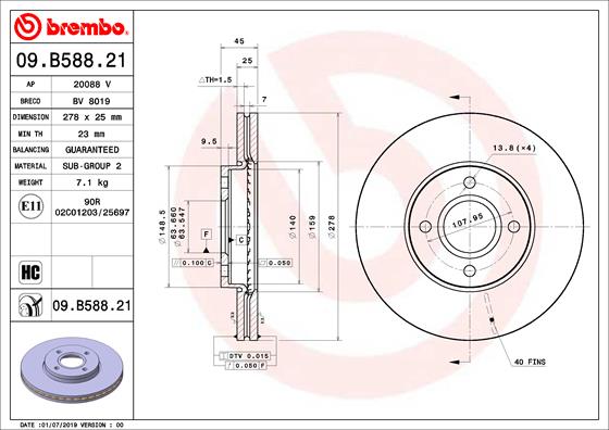 Brembo Remschijven 09.B588.21