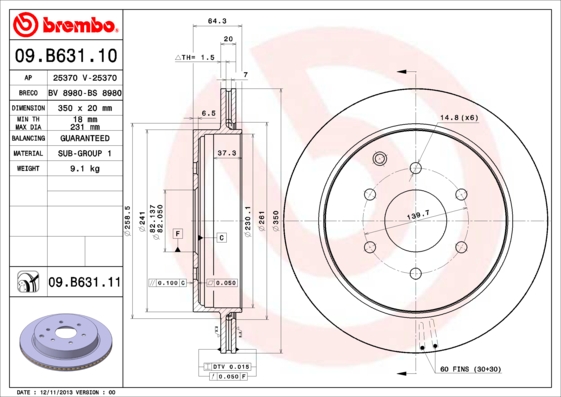 Brembo Remschijven 09.B631.11