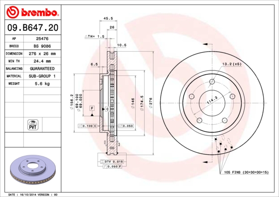 Brembo Remschijven 09.B647.21