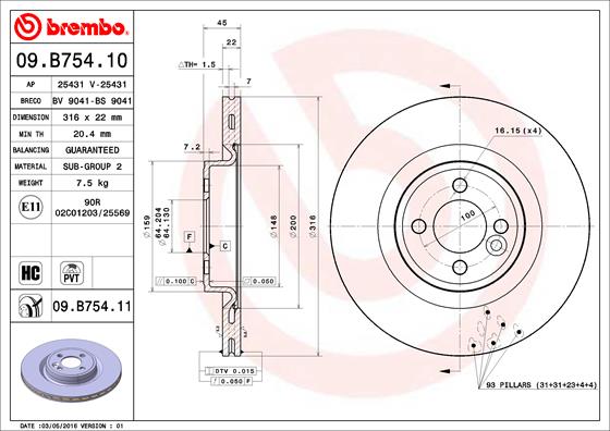 Brembo Remschijven 09.B754.11