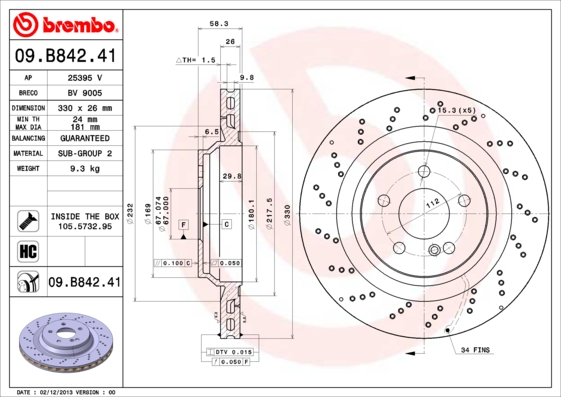 Brembo Remschijven 09.B842.41