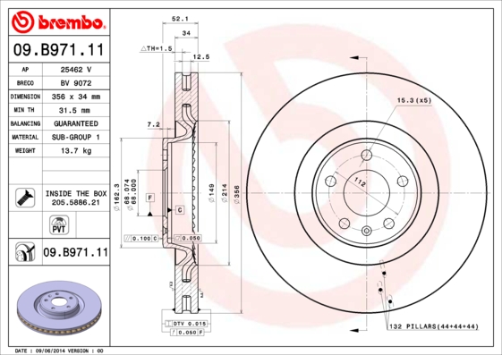 Brembo Remschijven 09.B971.11