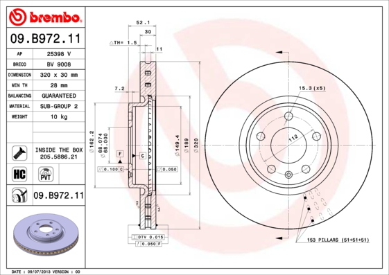 Brembo Remschijven 09.B972.11