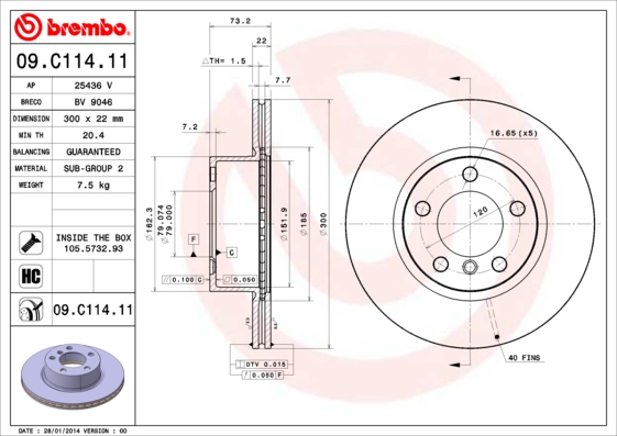 Brembo Remschijven 09.C114.11