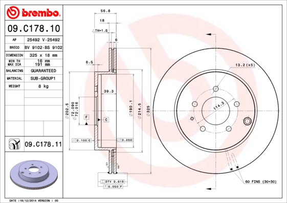 Brembo Remschijven 09.C178.11