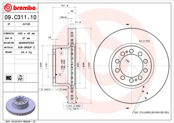 Brembo Remschijven 09.C311.10