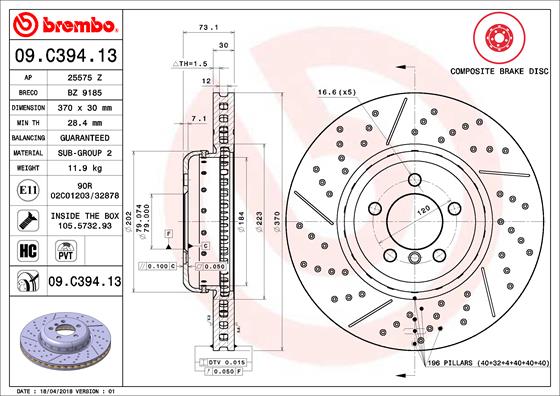 Brembo Remschijven 09.C394.13