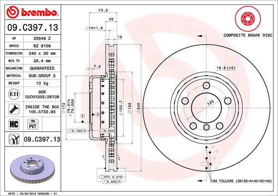 Brembo Remschijven 09.C397.13