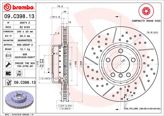 Brembo Remschijven 09.C398.13