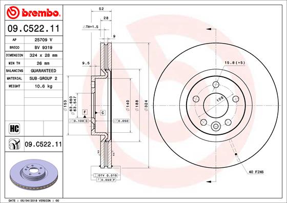 Brembo Remschijven 09.C522.11