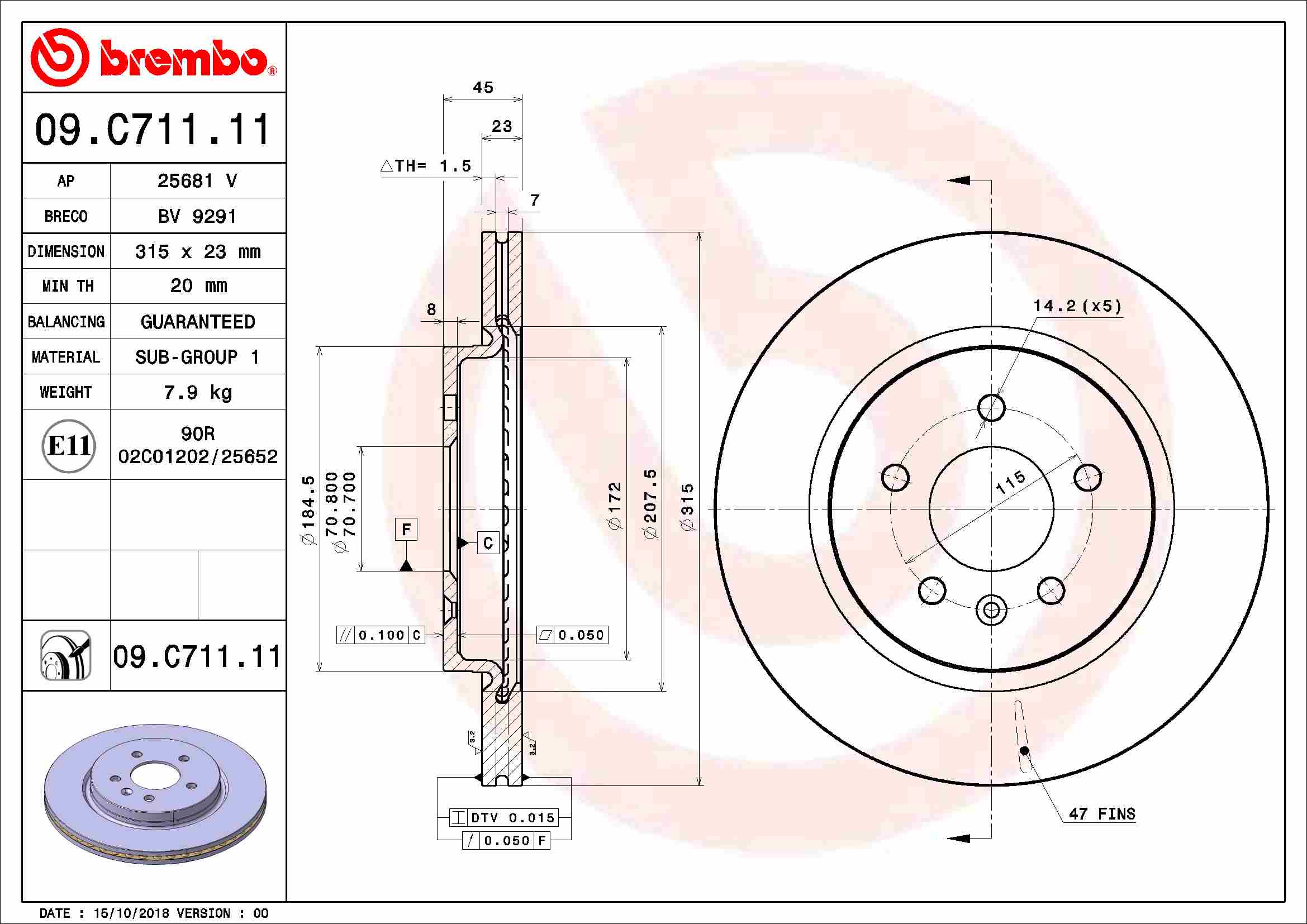 Brembo Remschijven 09.C711.11