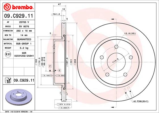 Brembo Remschijven 09.C929.11