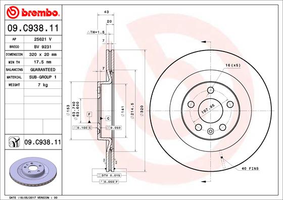 Brembo Remschijven 09.C938.11