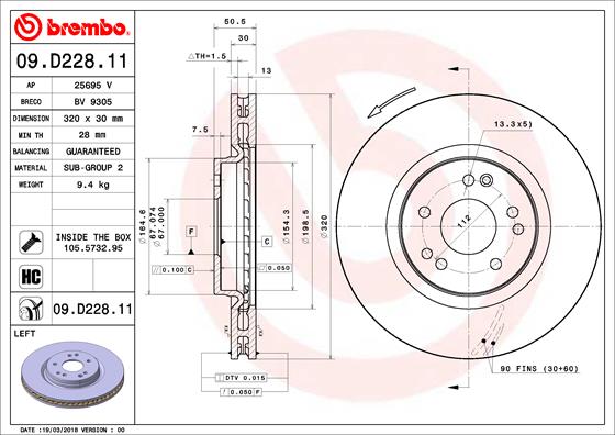 Brembo Remschijven 09.D228.11