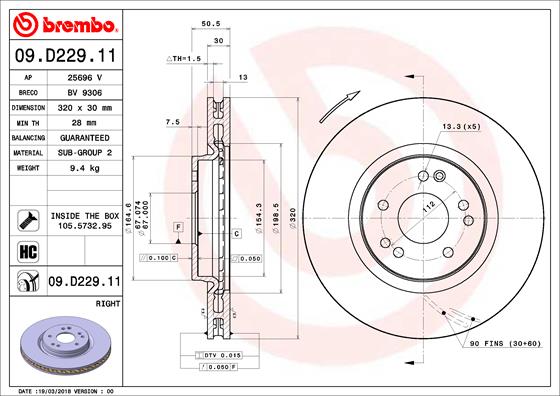 Brembo Remschijven 09.D229.11