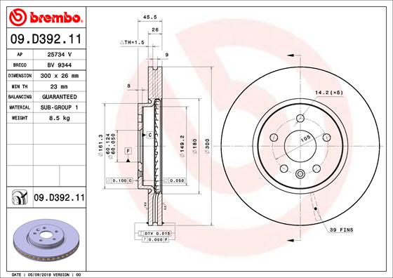 Brembo Remschijven 09.D392.11