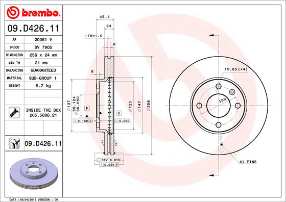 Brembo Remschijven 09.D426.11