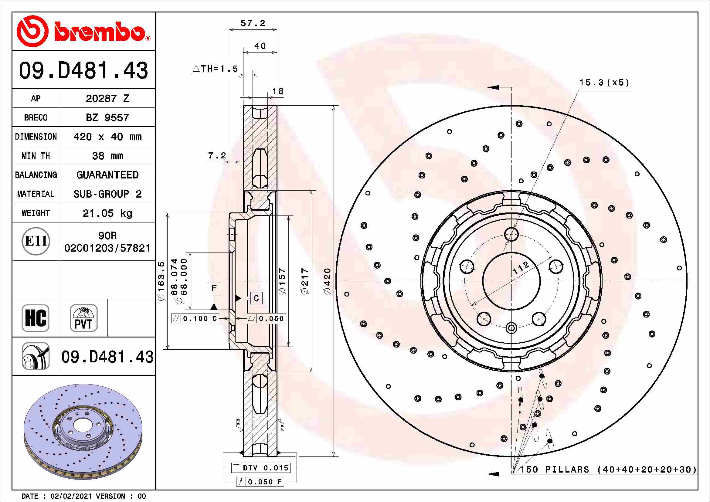 Brembo Remschijven 09.D481.43