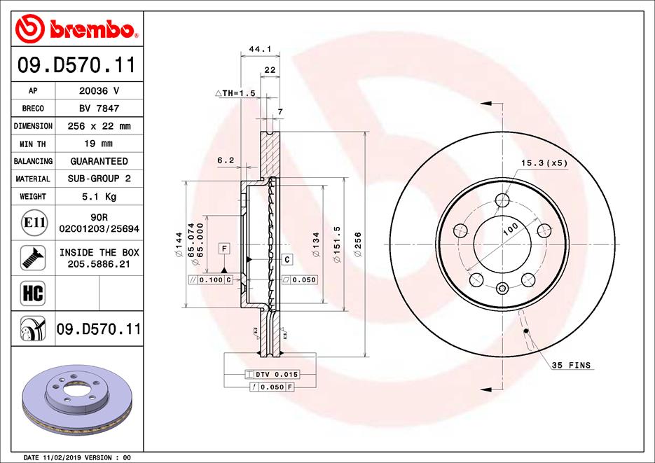 Brembo Remschijven 09.D570.11