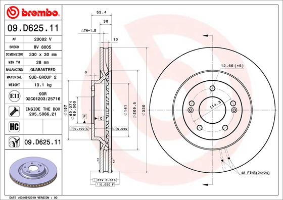 Brembo Remschijven 09.D625.11