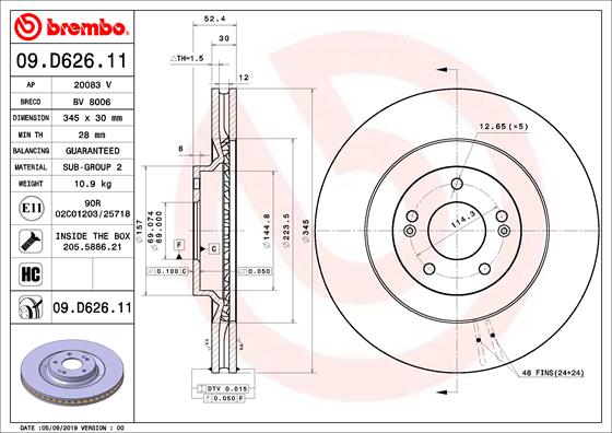 Brembo Remschijven 09.D626.11