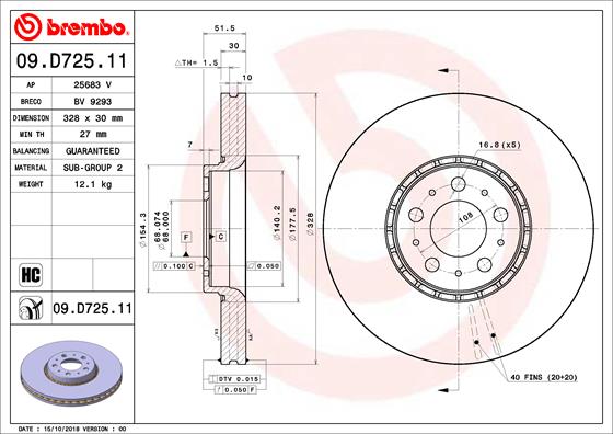 Brembo Remschijven 09.D725.11