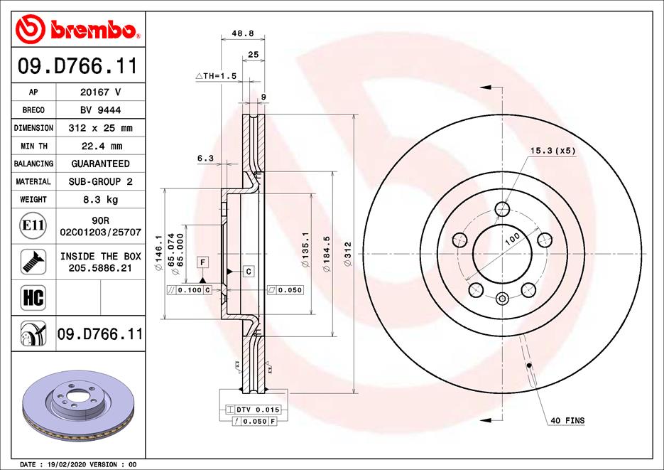 Brembo Remschijven 09.D766.11