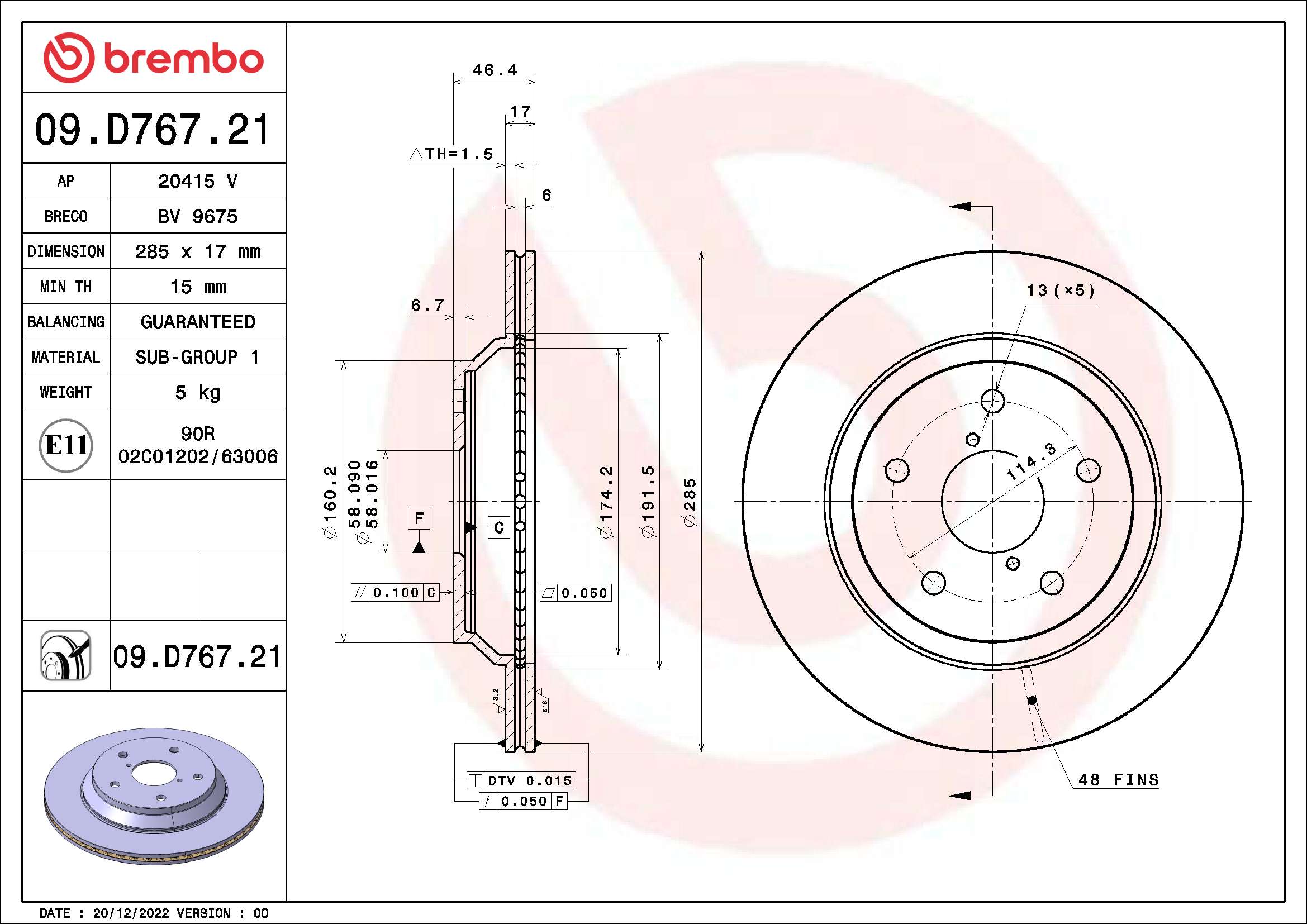 Brembo Remschijven 09.D767.21