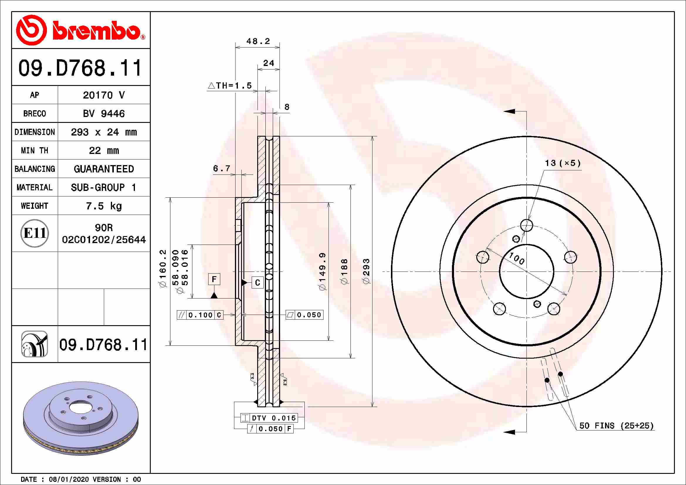 Brembo Remschijven 09.D768.11