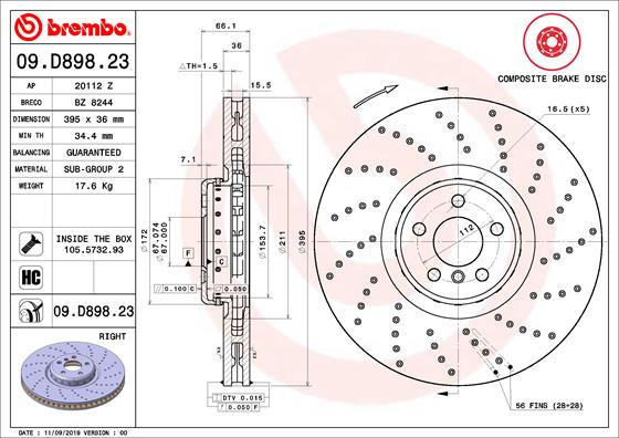 Brembo Remschijven 09.D898.23