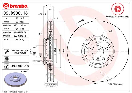 Brembo Remschijven 09.D900.13