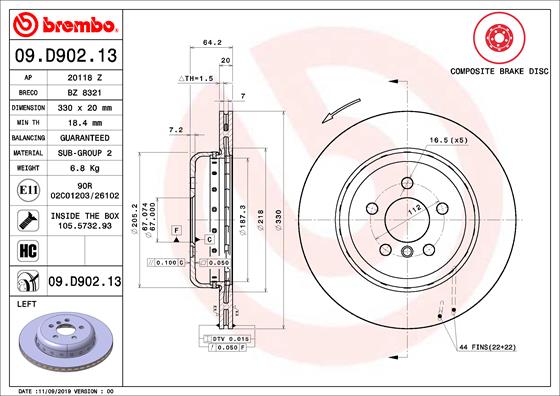 Brembo Remschijven 09.D902.13