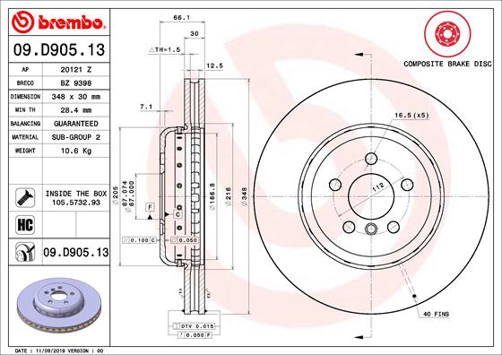 Brembo Remschijven 09.D905.13