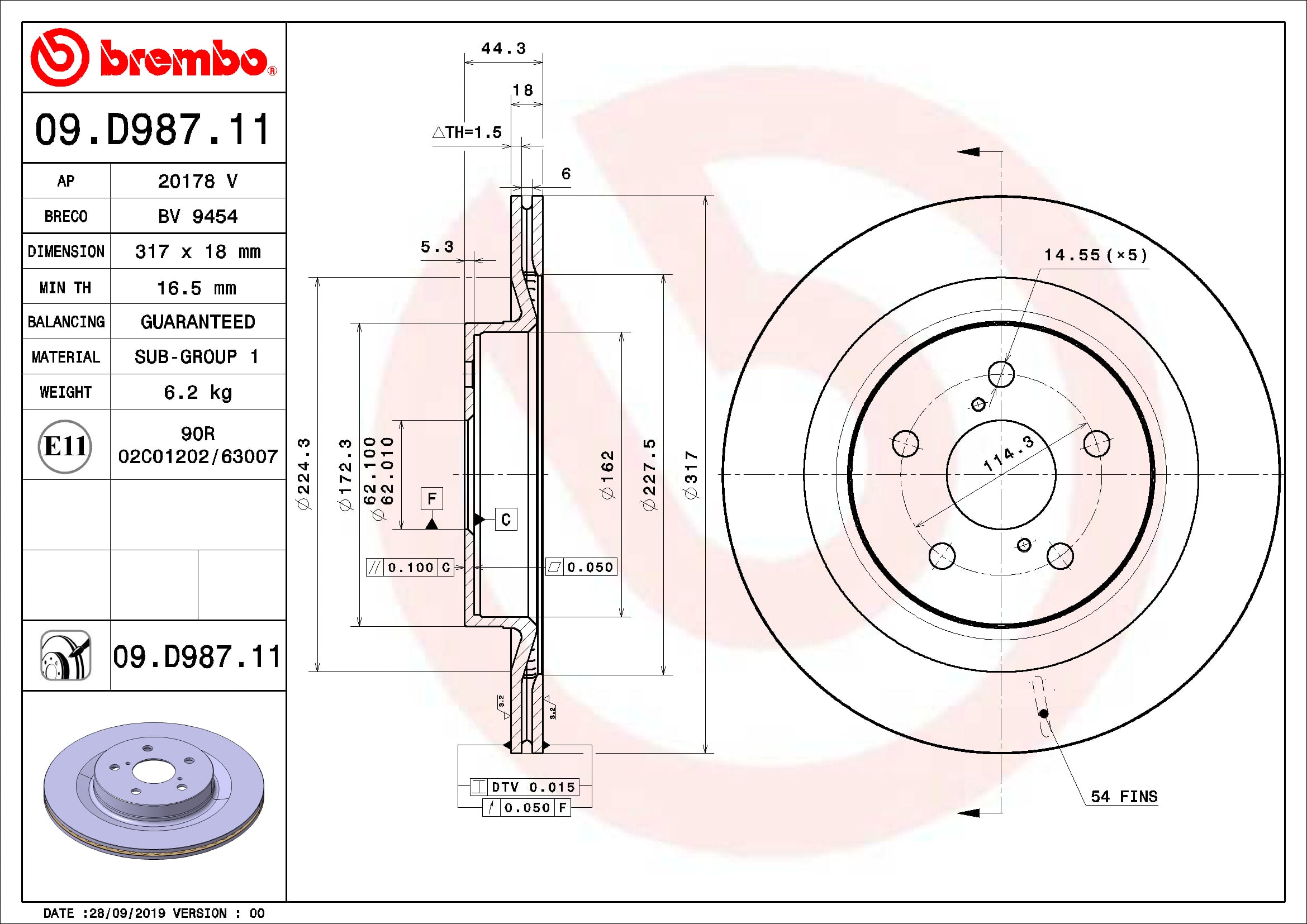 Brembo Remschijven 09.D987.11