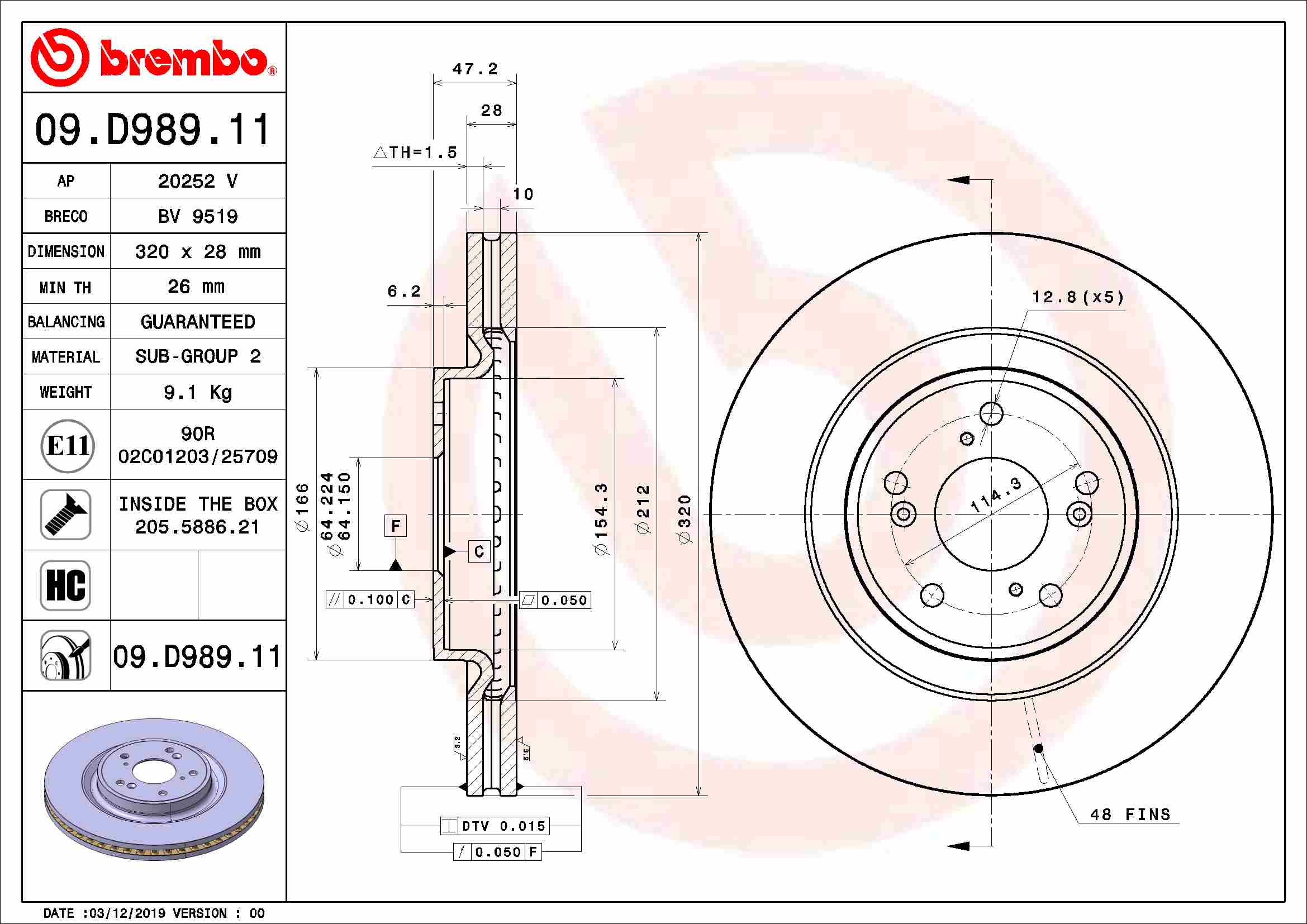 Brembo Remschijven 09.D989.11