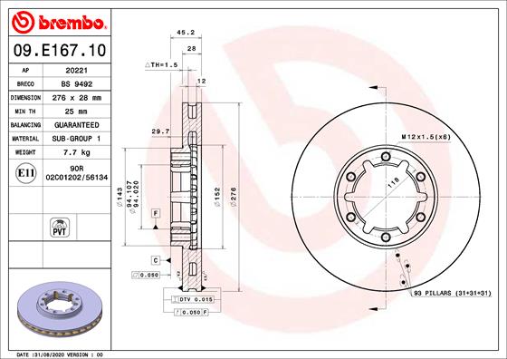 Brembo Remschijven 09.E167.10