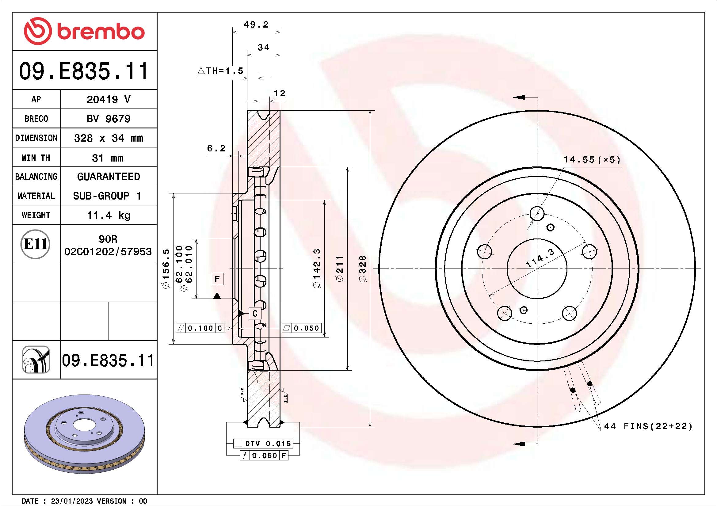 Brembo Remschijven 09.E835.11